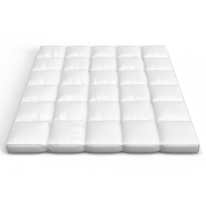 Full Size Duck Feather Mattress Topper 2-Inch with Cotton Cover - White