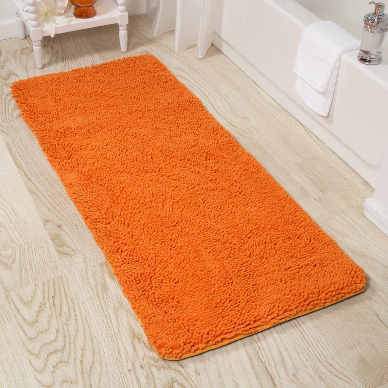 58-Inch x 24-Inch Non-Slip Shag Memory Foam Bath Mat - Orange