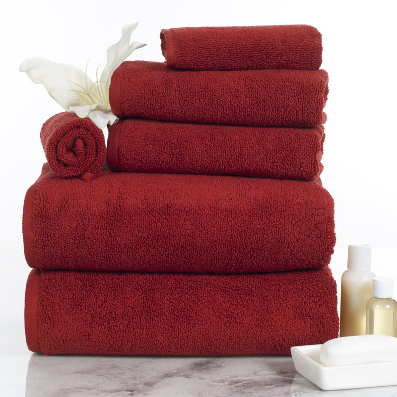 Lavish Home Burgundy 6-Piece Cotton Bath Towel Set - Soft & Absorbent