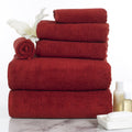 Lavish Home Burgundy 6-Piece Cotton Bath Towel Set - Soft & Absorbent