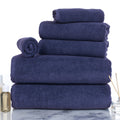 Navy Blue 6-Piece Cotton Bath Towel Set - Soft & Absorbent Home Spa Towels