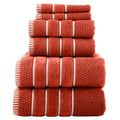 Brick Orange 6-Piece Combed Cotton Rice Weave Towel Set for Bathroom & Beach