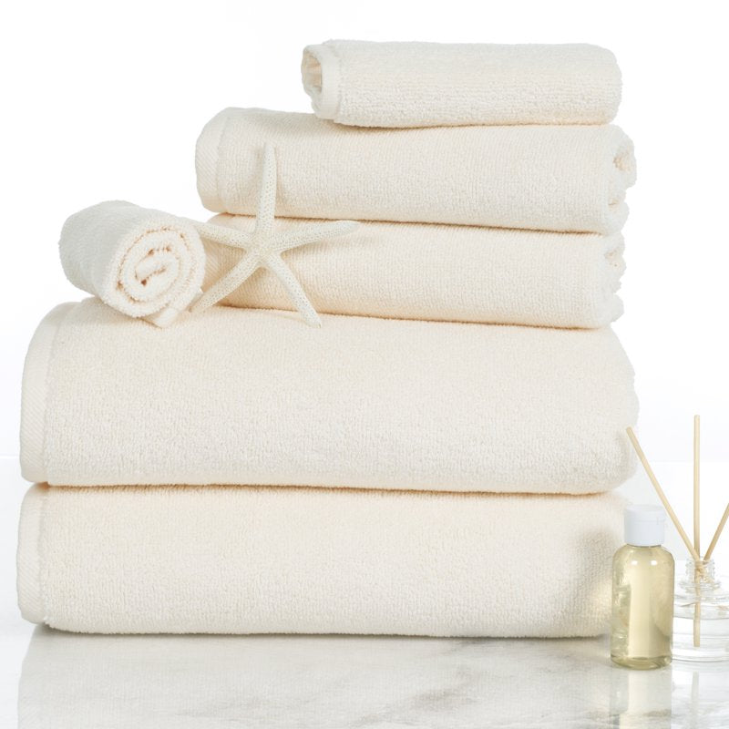 Lavish Home Ivory 6-Piece Cotton Bath Towel Set - Soft & Absorbent