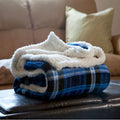 Reversible Fall Flannel Throw Blanket 60x50 Blue White Brown Somerset Home