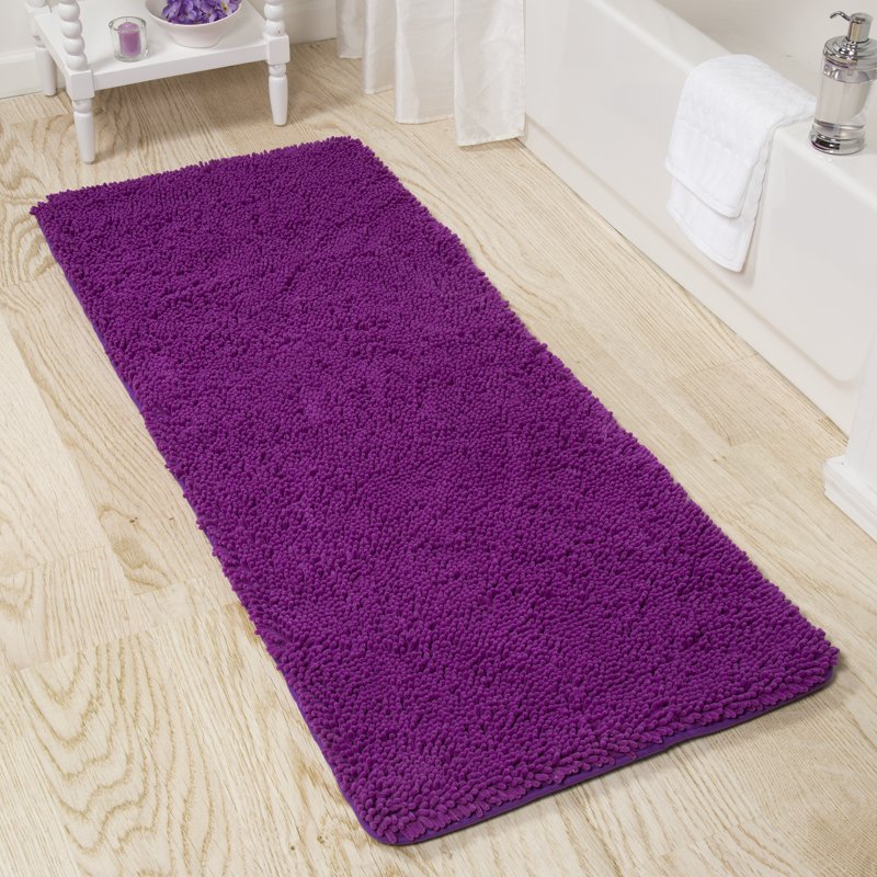 Lavish Home Non-Slip Shag Memory Foam Bath Mat - 58x24 Purple