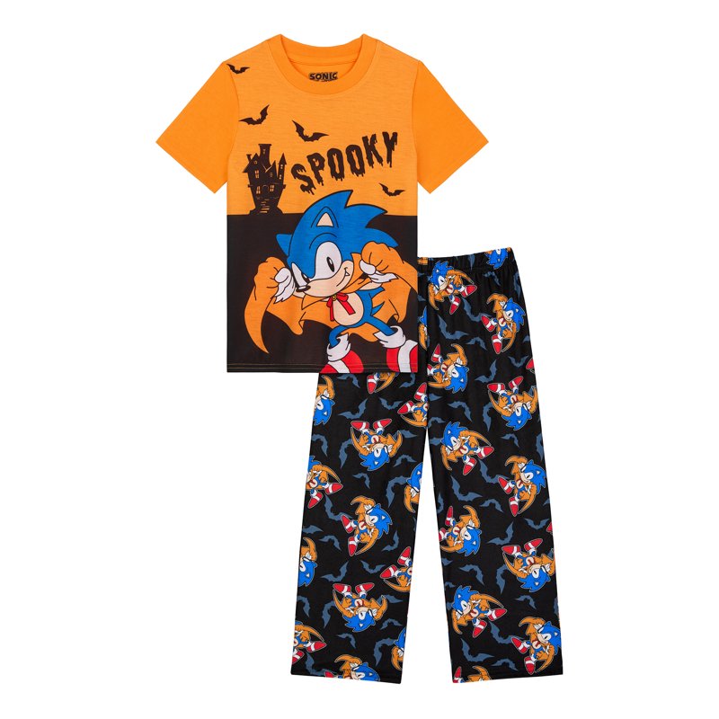 Sonic Boys Halloween Pajama Set - Orange, XS, Short Sleeve Sleep Top & Pants