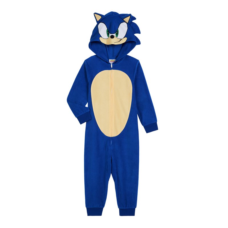 Sonic Boys Long Sleeve Blanket Sleeper L Blue - Toddler One-Piece Pajama Halloween Costume