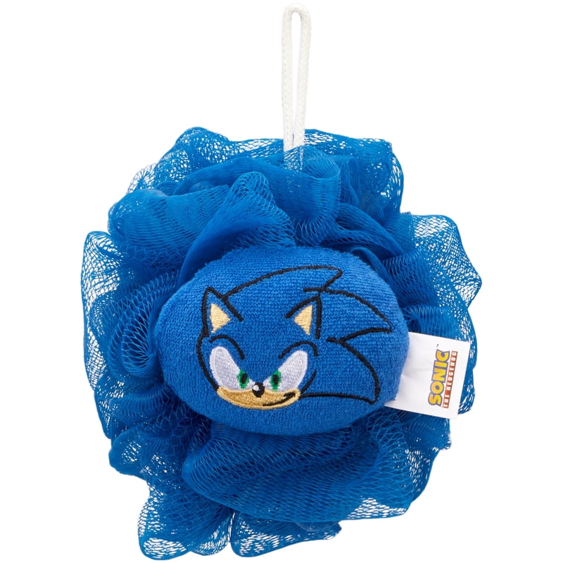 Kids Bath Loofah Pouf Sonic The Hedgehog Blue - Gentle Exfoliating Sponge