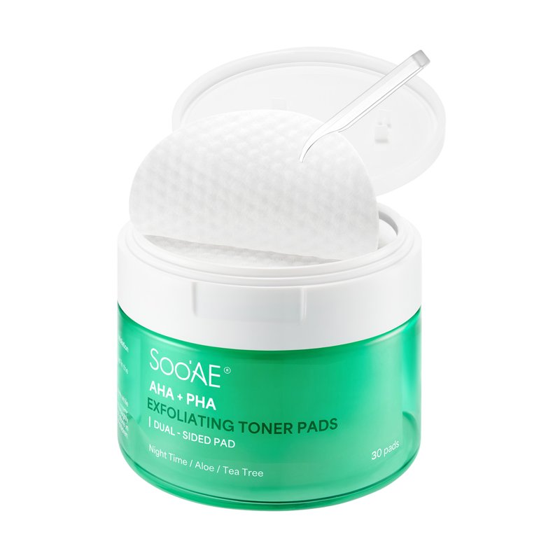 AHA & PHA Exfoliating Toner Pads with Tea Tree and Aloe - 30 Count