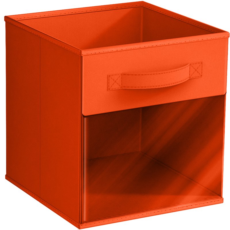 Sorbus Collapsible Fabric Storage Bin with Clear Window - Orange, 11 Inch