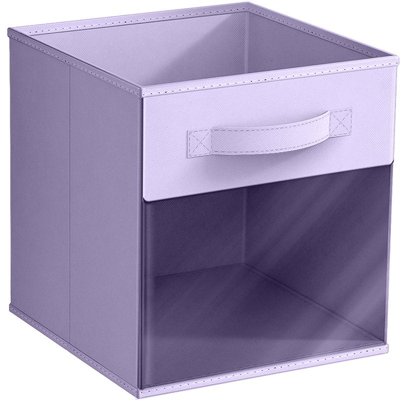 Sorbus Collapsible Fabric Storage Bin with Clear Window - Pastel Purple, 11 Inch