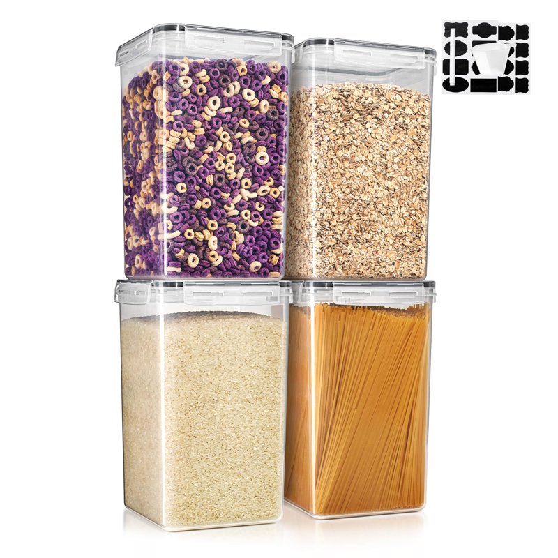 Airtight Food Storage Containers - 4-Pack with Locking Lids, 6.5L