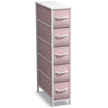 Sorbus Pink Narrow 5-Drawer Dresser - Slim Fabric Storage Chest