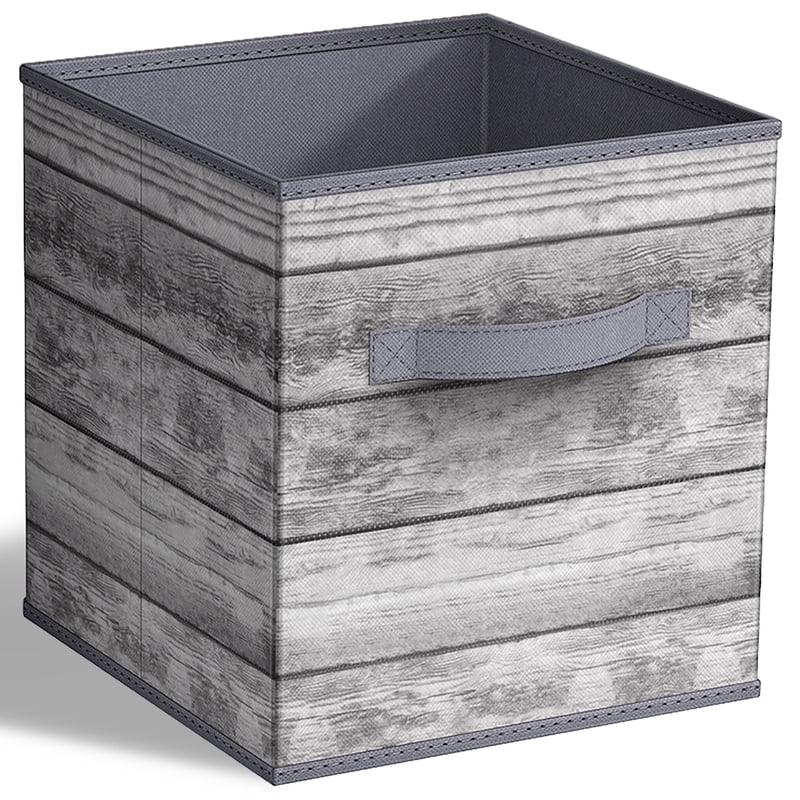 Sorbus Foldable Storage Bin - 11 Inch Collapsible Fabric Cube with Handle, Gray