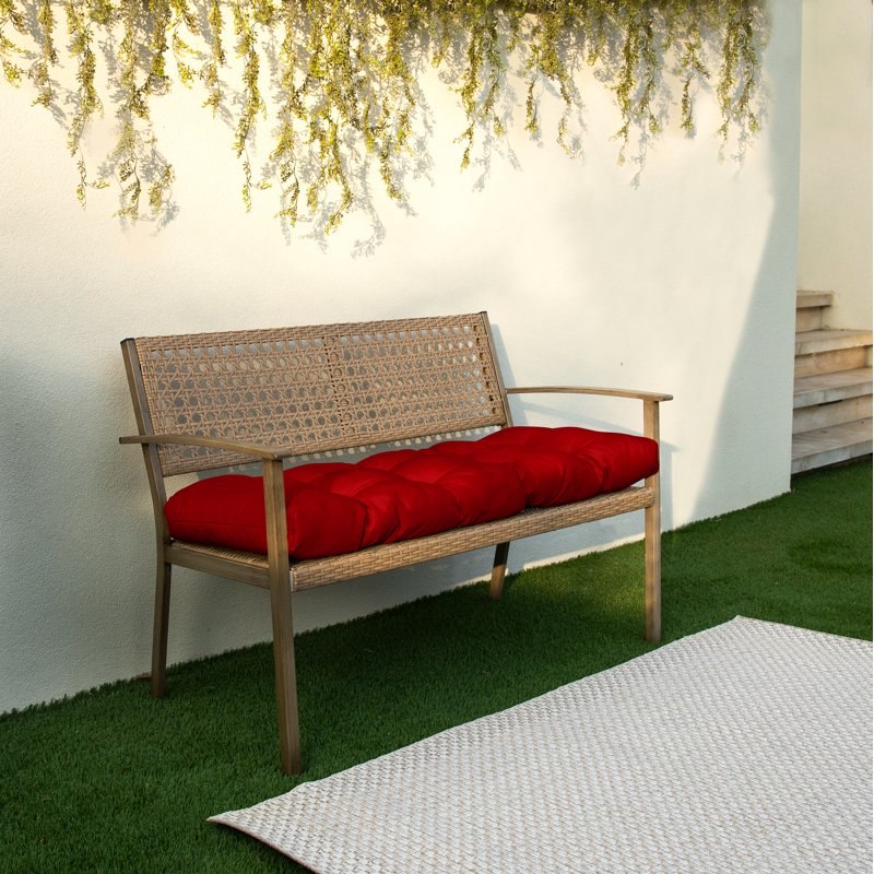 Crimson Tufted Bench Cushion 48" x 19" x 3" - Outdoor & Indoor