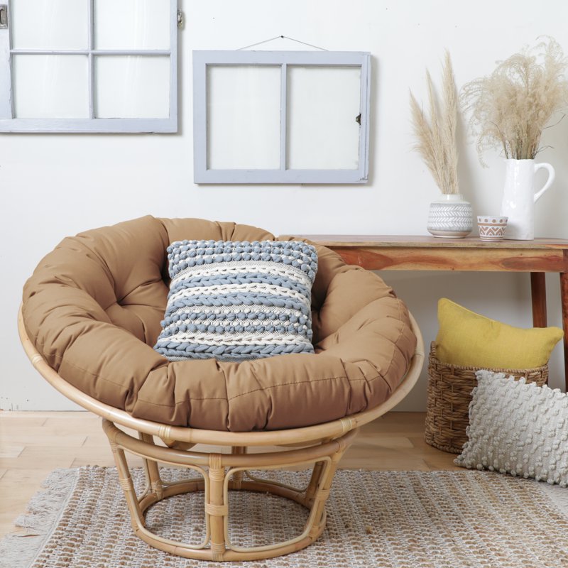 Round Papasan Cushion - Khaki 48 x 48 x 4 for Indoor Use