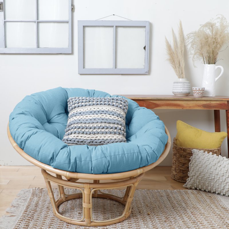 Sky Blue Round Papasan Cushion - 44 x 44 x 4