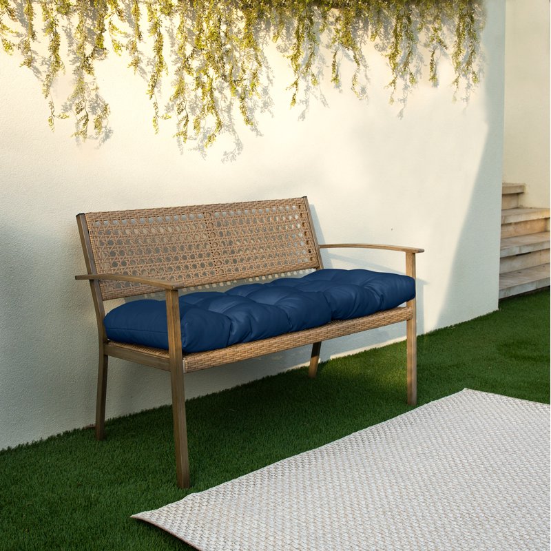 Bench Cushion 60" x 19" x 3" - Navy Tufted Outdoor/Indoor
