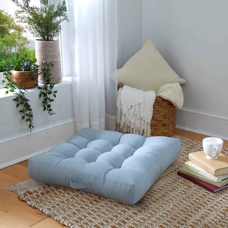 Silver Square Floor Pillow with Handle - 24" x 24" x 5"
