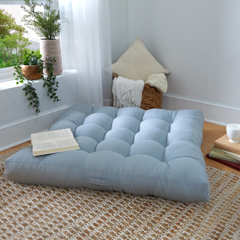 Silver Square Floor Pillow with Handle - 40" x 40" x 5"
