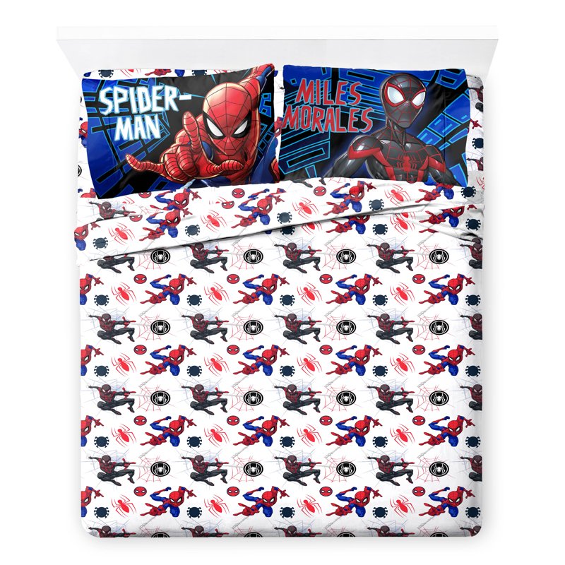 Spider-Man Kids Full Sheet Set - Microfiber Bedding with Reversible Pillowcase