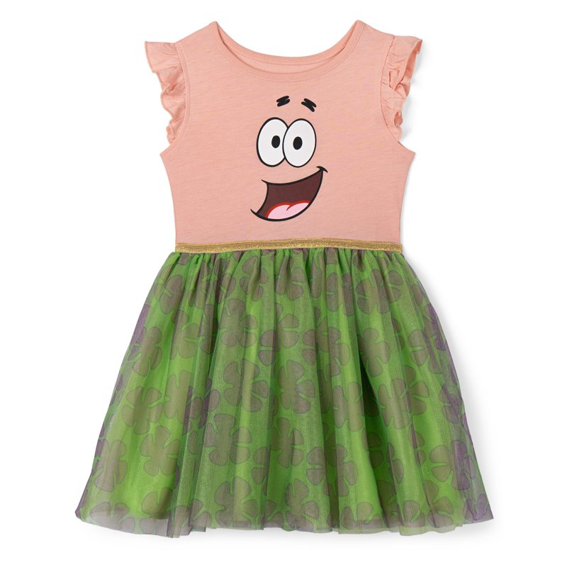 Patrick Star Cosplay Tulle Tutu Dress for Toddlers & Big Kids - Pink/Green, 7-8 Variation