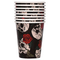 Halloween Skulls and Roses Disposable Paper Cups - 9 oz, Multicolor, 8 Pack