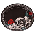 Halloween Skull and Roses Oval Disposable Paper Plates - 12 Inch, 8 Pack