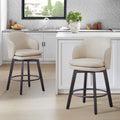 Counter Height Swivel Bar Stool Set of 2 - Beige Faux Leather