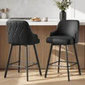 Swivel Counter Stools Set of 2 - Modern Faux Leather - Black