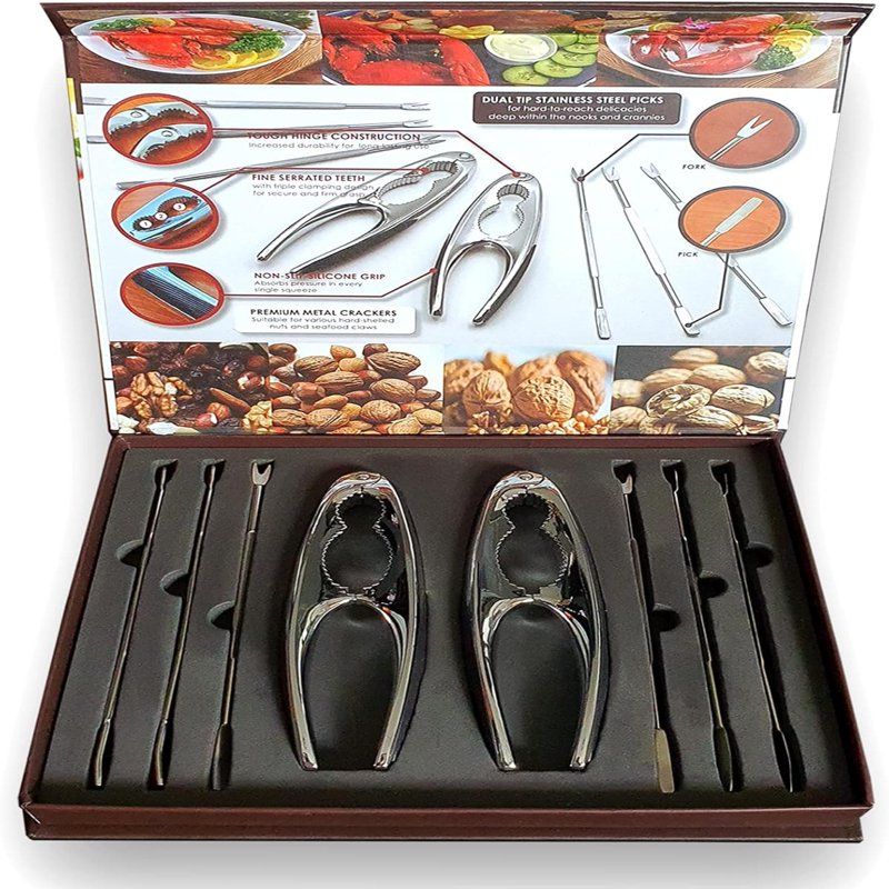 Stainless Steel Lobster & Crab Crackers Set - Heavy-Duty Tools with Non-Slip Grip