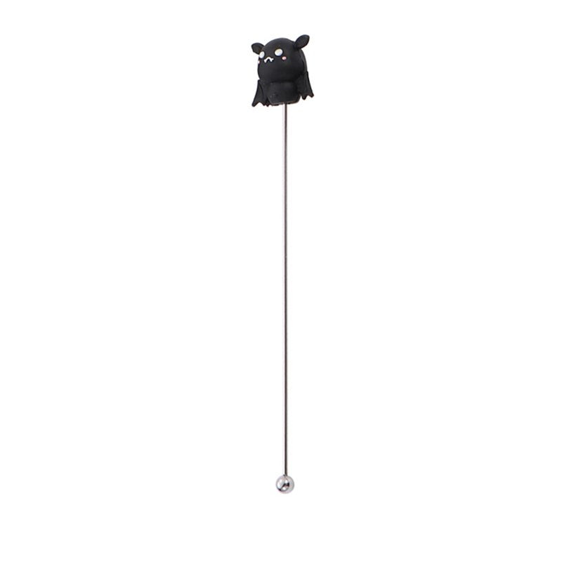 Halloween Black Stainless Steel Cocktail Mixing Spoon with Ghost & Witch Hat Design