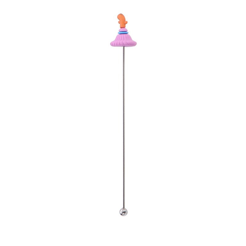 Halloween Pink Stainless Steel Cocktail Mixing Spoon with Ghost & Witch Hat Designs