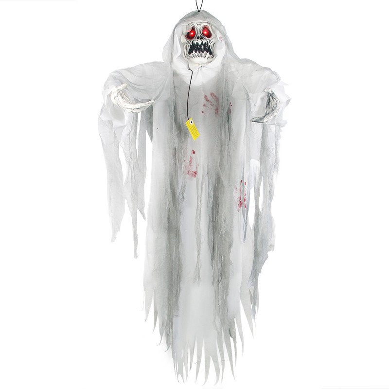 Halloween Skeleton Hanging Ghost Light-Up Grim Reaper Decoration - White, 5.7FT, Outdoor & Indoor