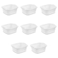 12 Qt. Plastic Dishpan - Multi-Purpose Wash Tub, 8 Pack - White