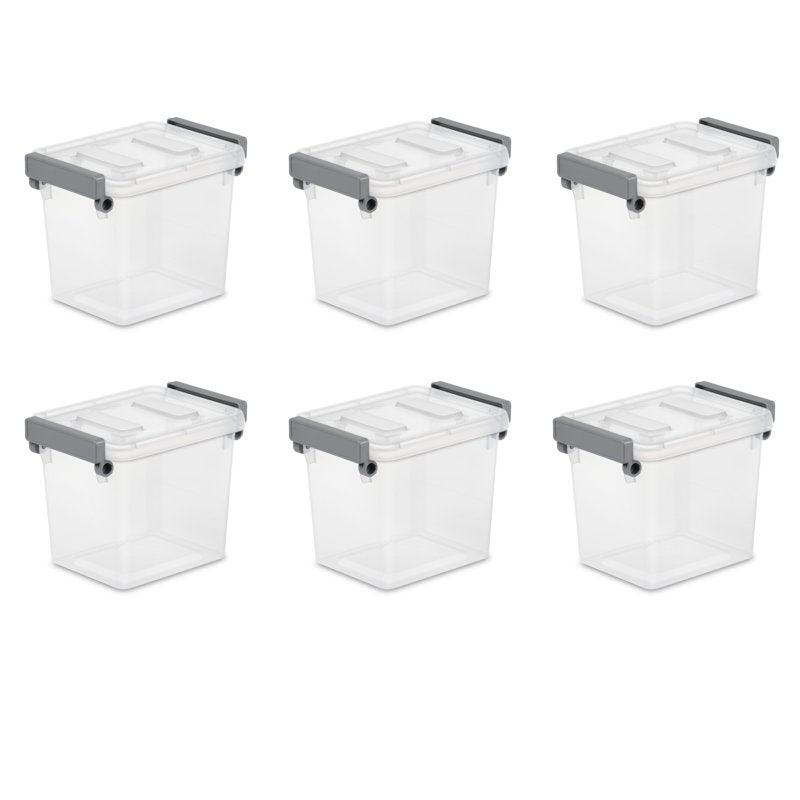 Single 2.5 Qt Clear Plastic Storage Box with Write-On Latch - Gray