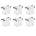 Single 2.5 Qt Clear Plastic Storage Box with Write-On Latch - Gray