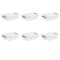 Sterilite 6.2 Qt Modular Latch Box - Clear Plastic Storage Bin with Write-On Latches - Gray - 6 Pack - Single