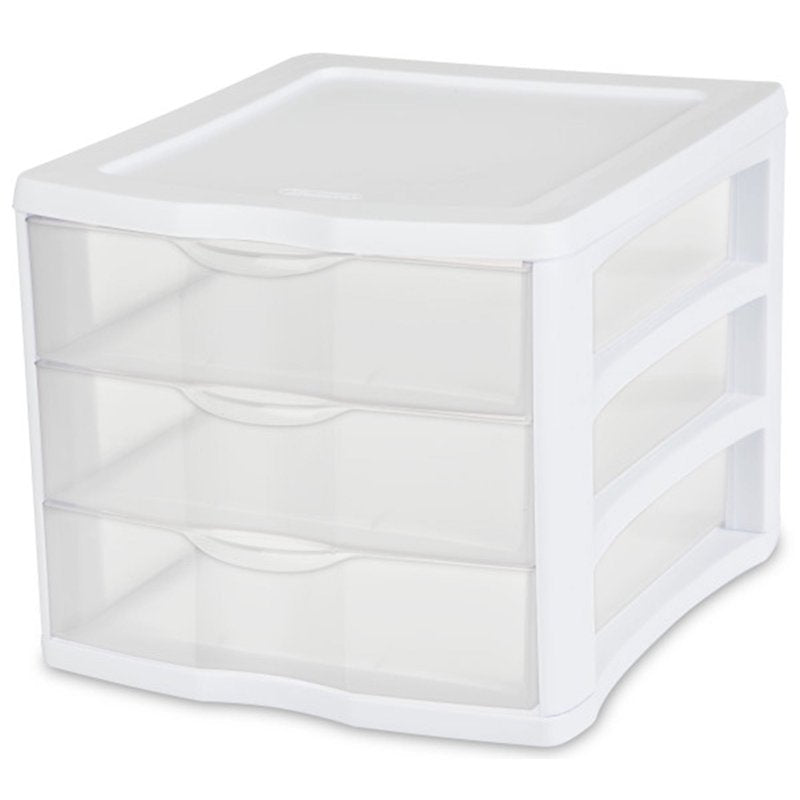 Sterilite ClearView 3-Drawer Stackable Storage Organizer System - 8 Pack