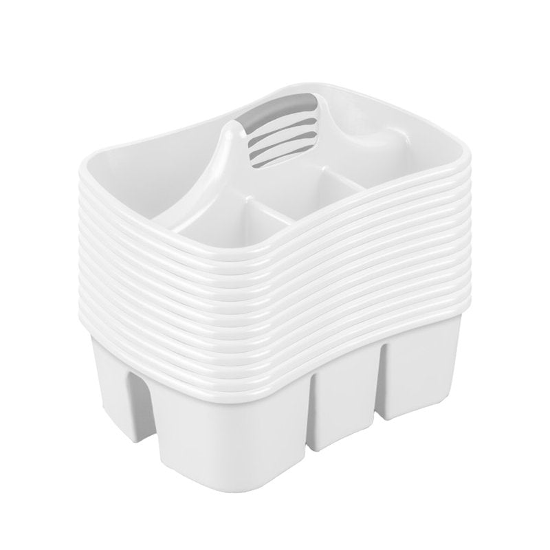 12 Pack White Sterilite Divided Storage Ultra Caddy with 4 Compartments