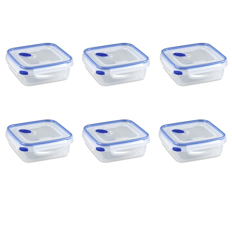 Airtight 4.0 Cup Square Food Storage Container - 6 Count, Blue