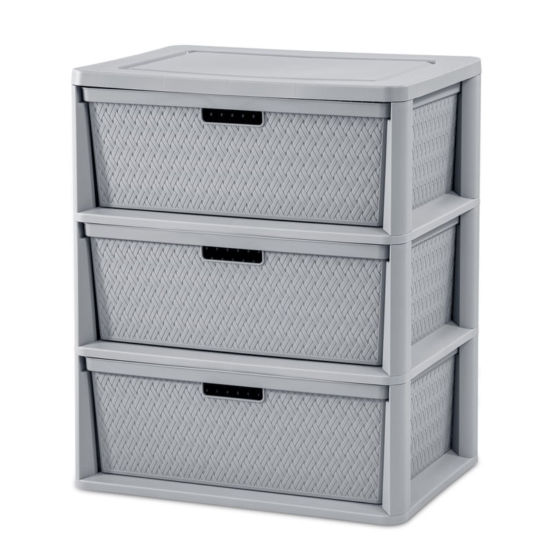3-Drawer Plastic Storage Tower with Removable Bins - Gray, Single Variation