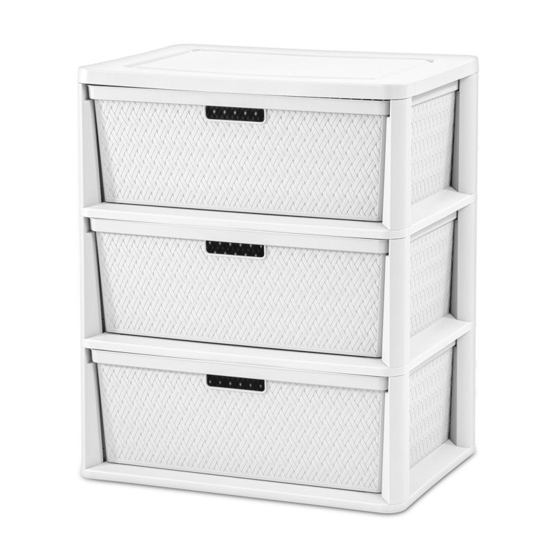 Sterilite Wide 3 Drawer Storage Tower with Removable Plastic Bins - White, Variation of 3, Single