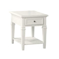 Modern Farmhouse End Table - Soft White with Drawer & Shelf