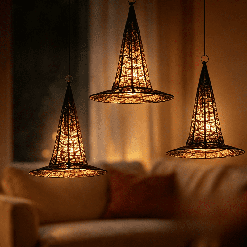 Magic 5PC Witch Hat Lights Halloween Glowing Decor Waterproof Hanging Lights