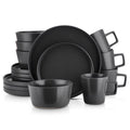 16-Piece Dinnerware Set - Stoneware, Black Matte
