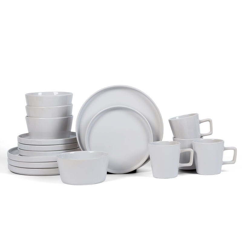 16-Piece Dinnerware Set - Glossy White Stoneware