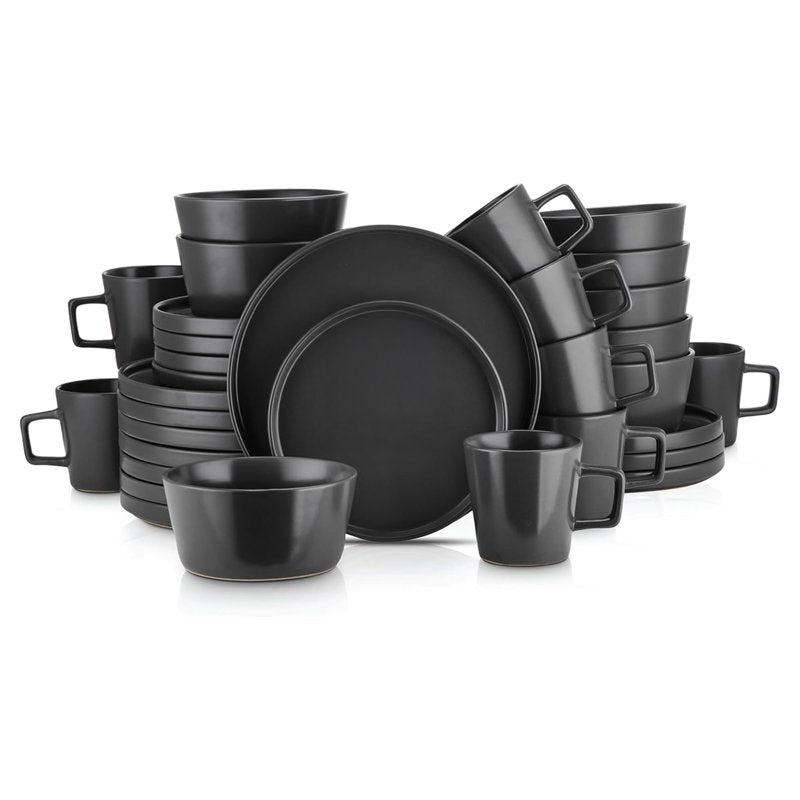 Celina Stoneware 32 Piece Dinnerware Set - Black Matte, Service for 8