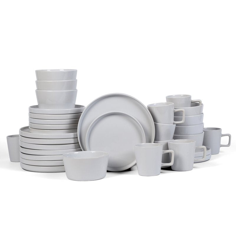 Stoneware Soup Bowls Set - 32-Piece White Dinnerware