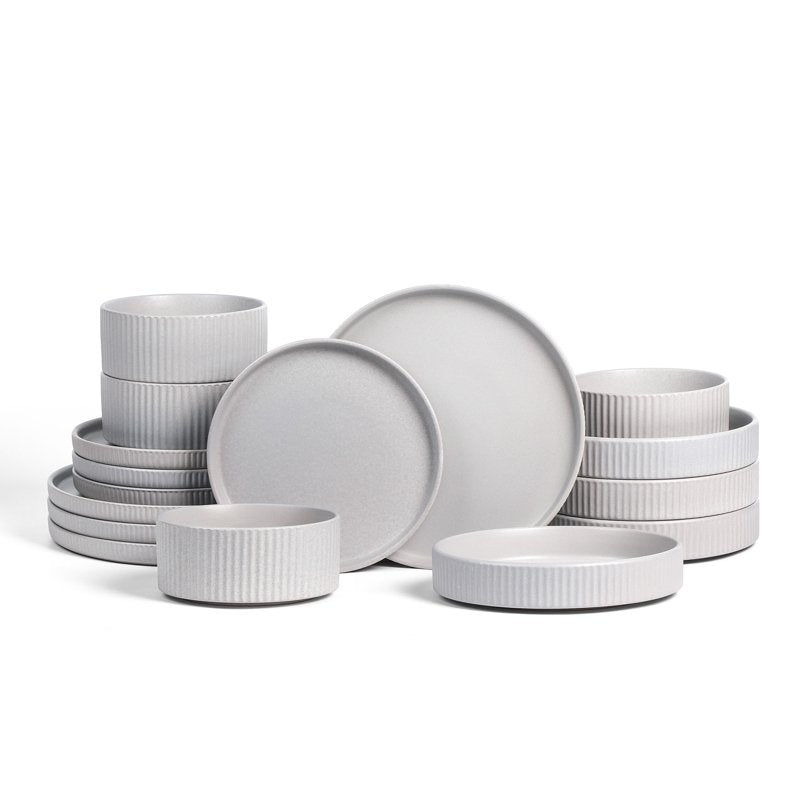 16-Piece Stoneware Dinnerware Set - Grey